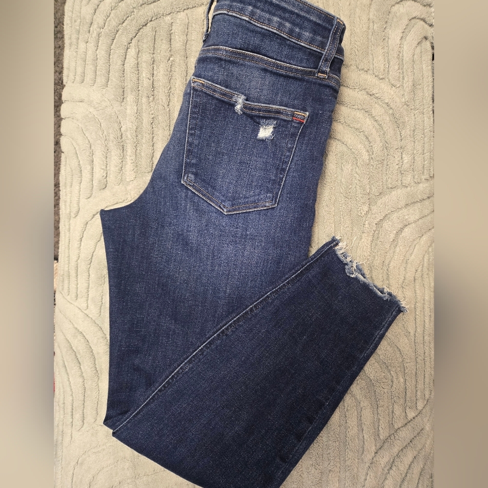 Edgely Classic Blue Distressed Cropped Jeans Original Fit High Rise Super Skinny